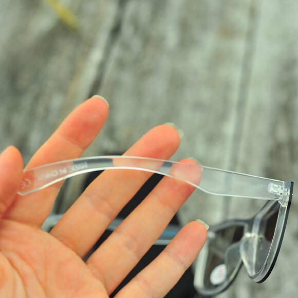 New Mirror Coated Lenses Silver Clear Acrylic Arms Sunglasses Unisex main image 13